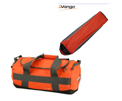 Vango Red Clay Cargo 45 Litre Bag and The Vango Planet 100 Sleeping Bag
